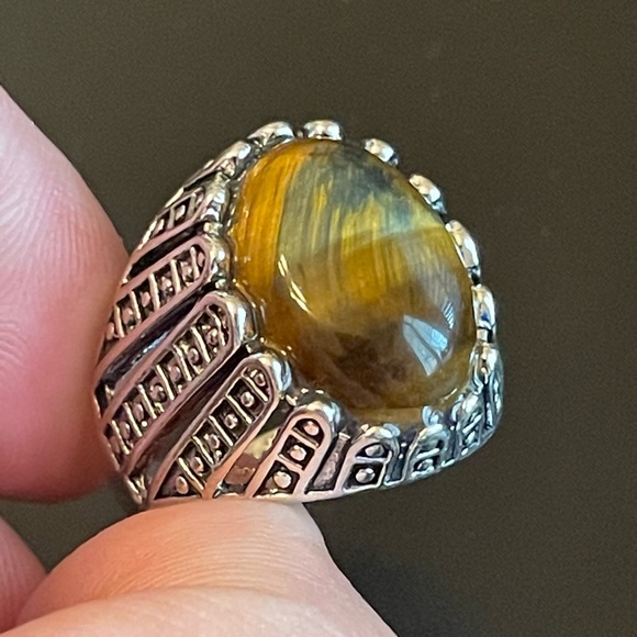 Tiger eye stone S925 silver ring size 9.5 - Picture 6 of 9
